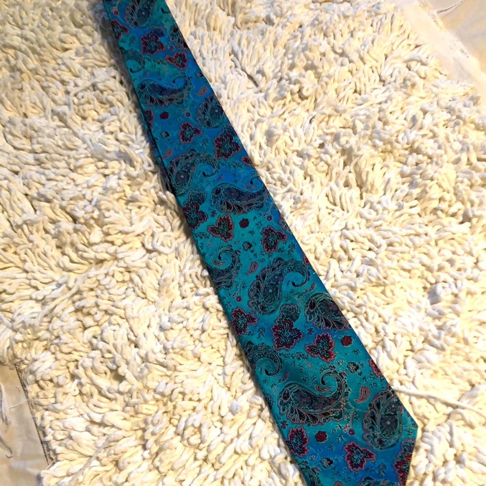 🚨B2G1 MARIO FERRARI Blue Burgundy Brown Tan Silk NeckTie
